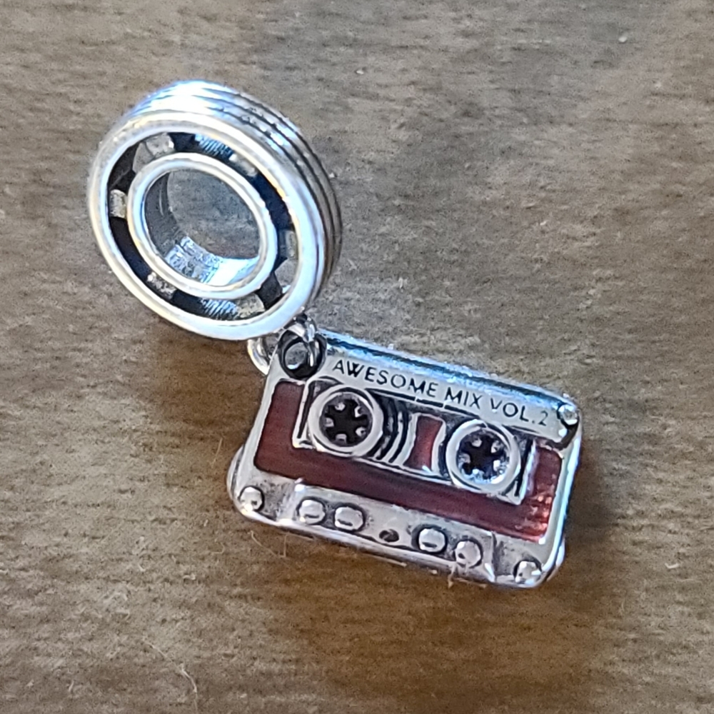 Guardians Of Galaxy Silver and Red Cassette Charm